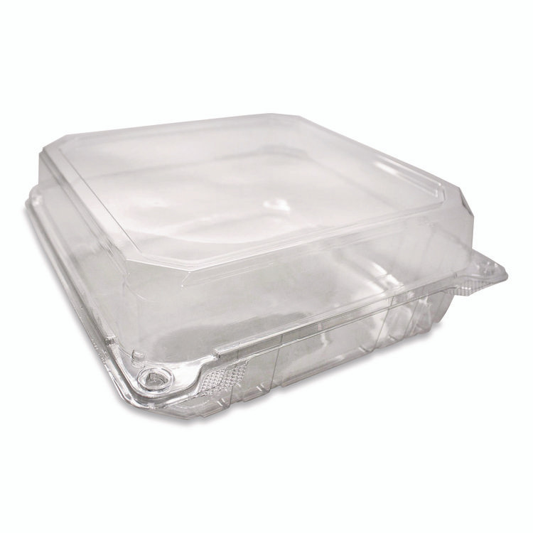 KARAT BY LOLLICUP FPHC99PET1C PET Plastic Hinged Container, 9 x 9 x 3.6, Clear, Plastic, 100/Pack, 2 Packs/Carton