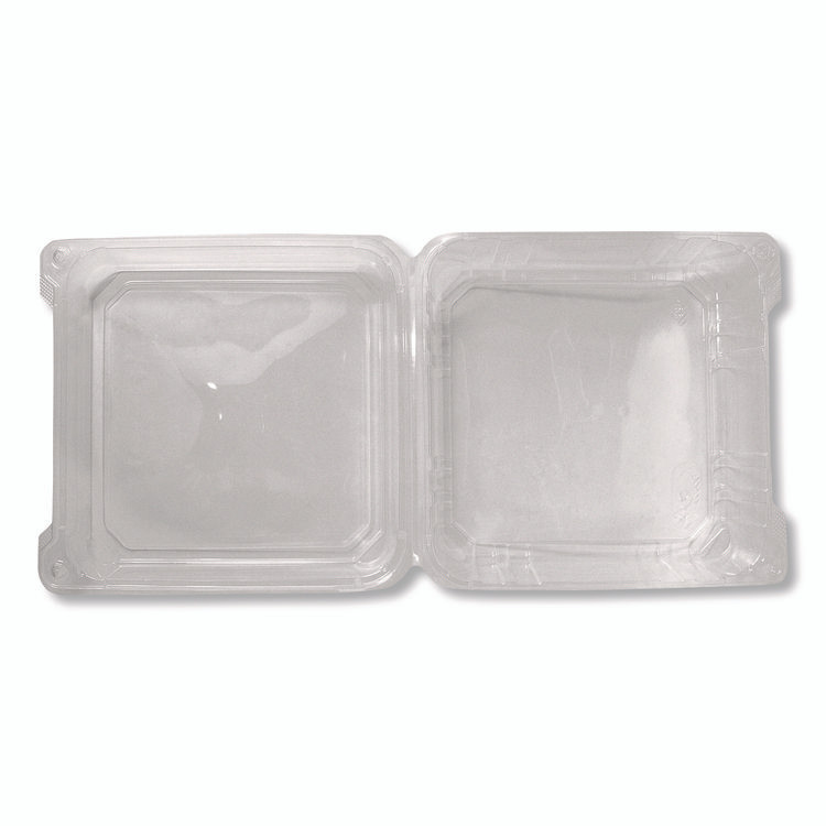 KARAT BY LOLLICUP FPHC99PET1C PET Plastic Hinged Container, 9 x 9 x 3.6, Clear, Plastic, 100/Pack, 2 Packs/Carton