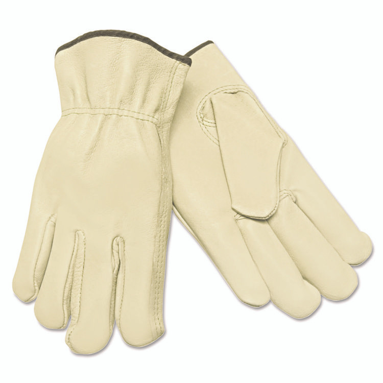 MCR SAFETY 3400S Unlined Driver's Gloves, Gunn Cut, Keystone Thumb, Small, Cream, 12 Pairs