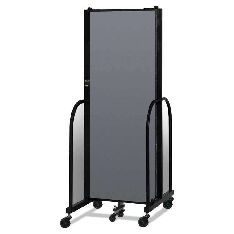 SCREENFLEX PORTABLE PARTITIONS CFSL603DG Portable Room Divider, 5 ft 9" x 0.75" x 6 ft, Vinyl/Fiberglass/Steel, Gray