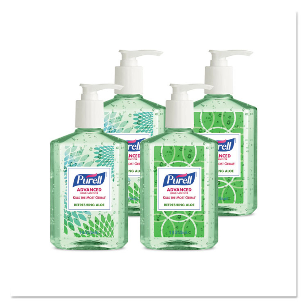 GO-JO INDUSTRIES PURELL® 967406ECDECO Advanced Hand Sanitizer Soothing Gel, Fresh Scent with Aloe and Vitamin E, 8 oz Pump Bottle, 24 Carton