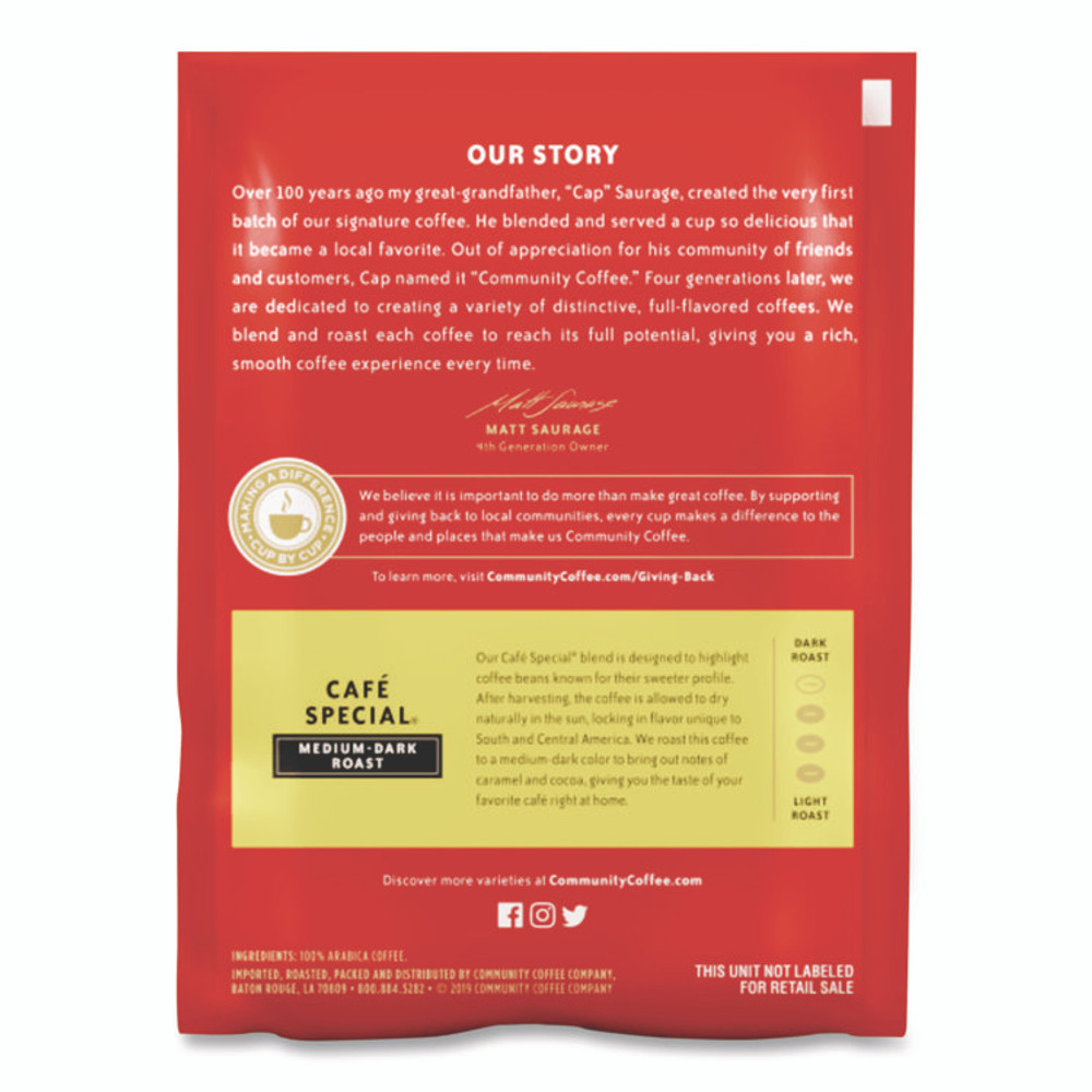 KEURIG DR PEPPER Community Coffee® CCI15104 Cafe Special, 2.5 oz Packet, 40/Carton