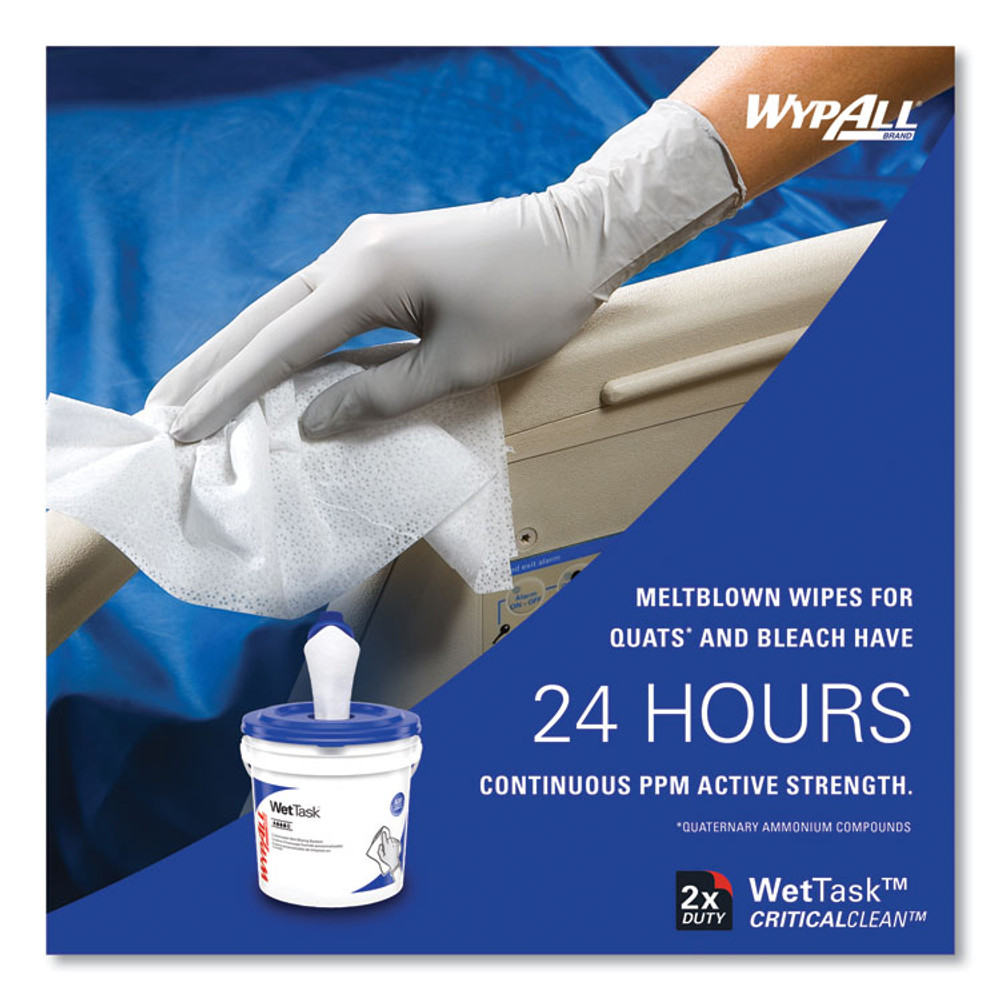 KIMBERLY-CLARK PROFESSIONAL WypAll® 06471 Critical Clean Wipers for Bleach, Disinfectants, Sanitizers WetTask Customizable Wet Wiping System, 90/Roll, 6 Rolls/Carton