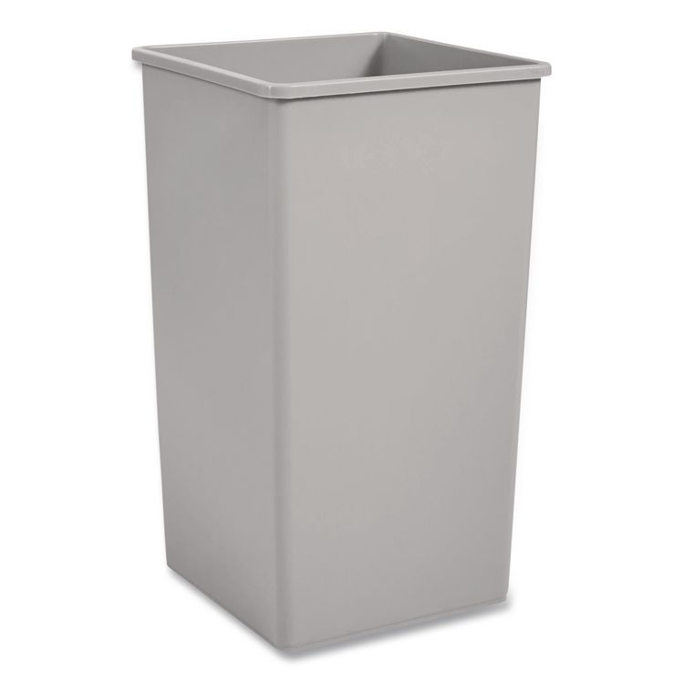 RUBBERMAID COMMERCIAL PROD. 3959 GRA Untouchable Square Waste Receptacle, 50 gal, Plastic, Gray
