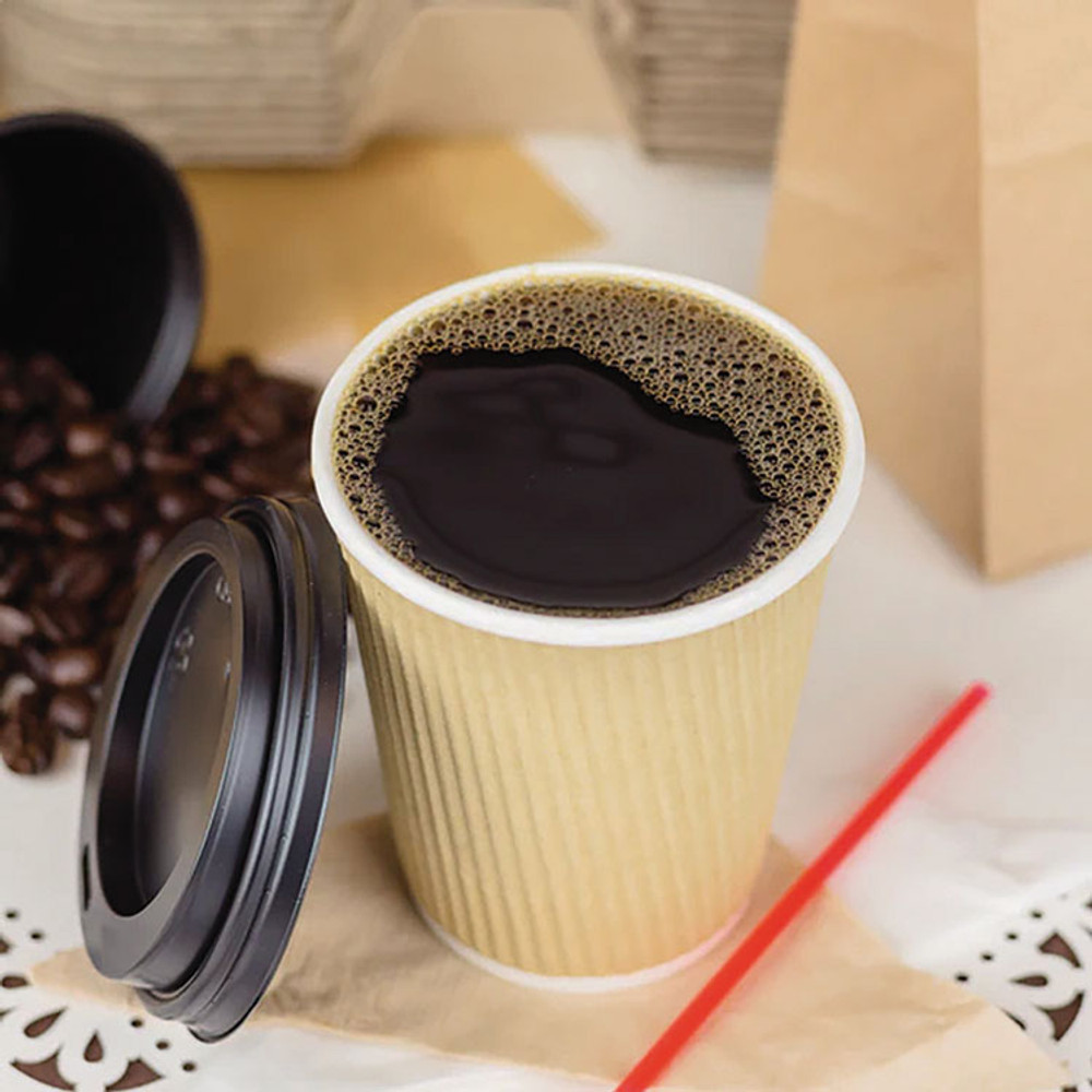 KARAT BY LOLLICUP CKRC508 Ripple Hot Cups, 8 oz, Paper, Kraft/White, 500/Carton