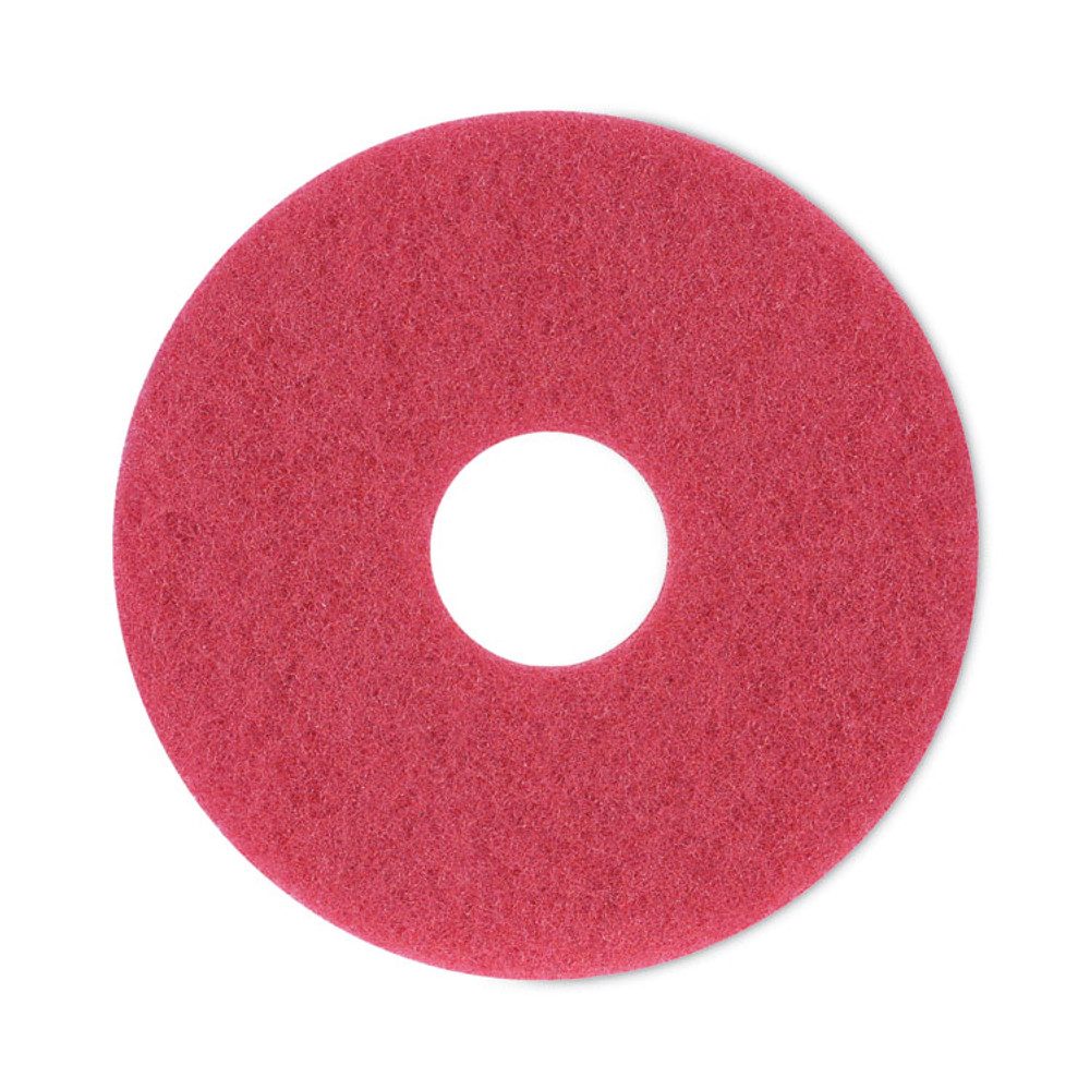 BOARDWALK 4012RED Buffing Floor Pads, 12" Diameter, Red, 5/Carton