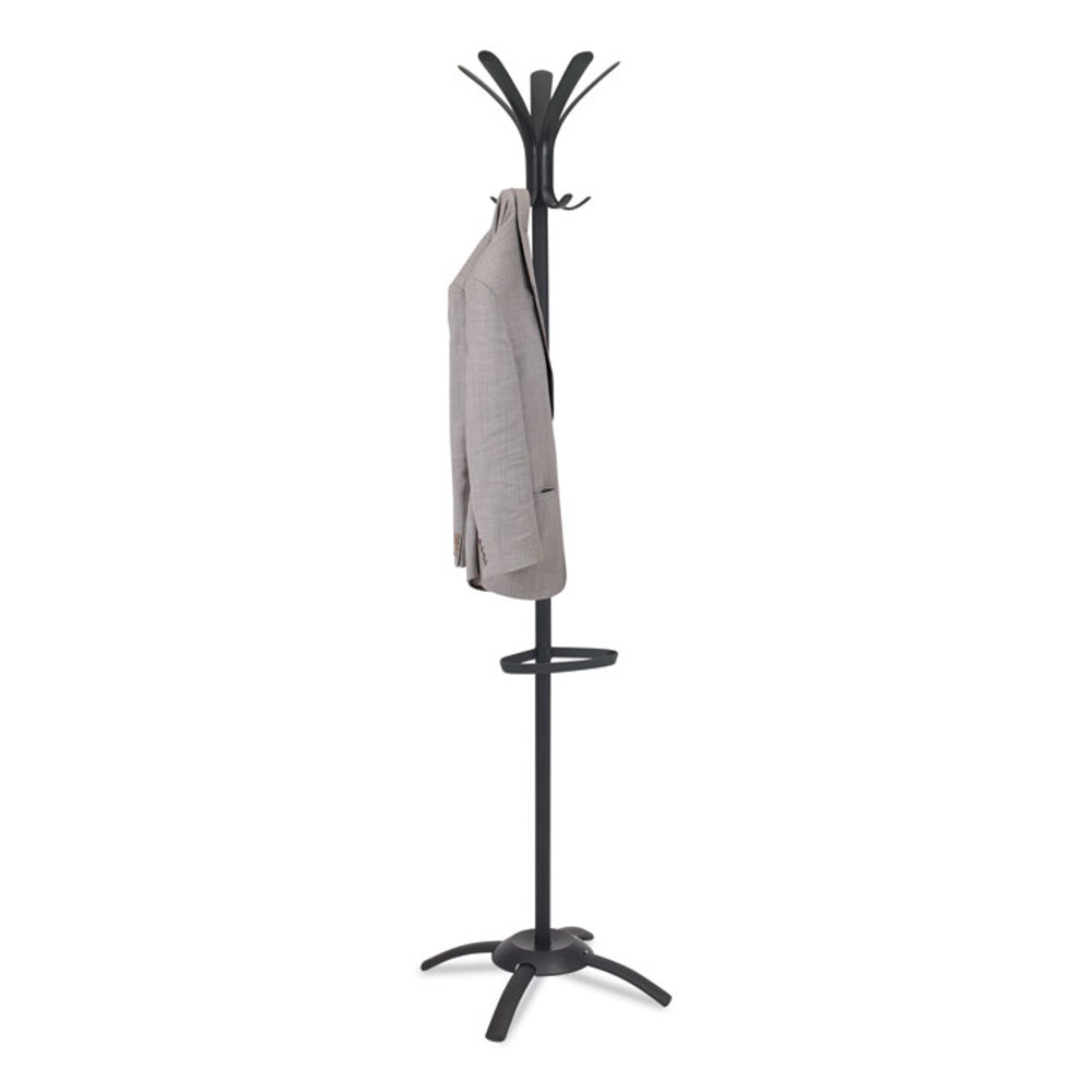 ALBA PMCLEON CLEO Coat Stand, Stand Alone Rack, Ten Knobs, Steel/Plastic, 19.75w x 19.75d x 68.9h, Black