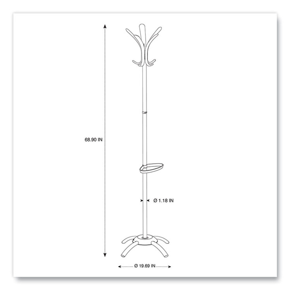 ALBA PMCLEON CLEO Coat Stand, Stand Alone Rack, Ten Knobs, Steel/Plastic, 19.75w x 19.75d x 68.9h, Black