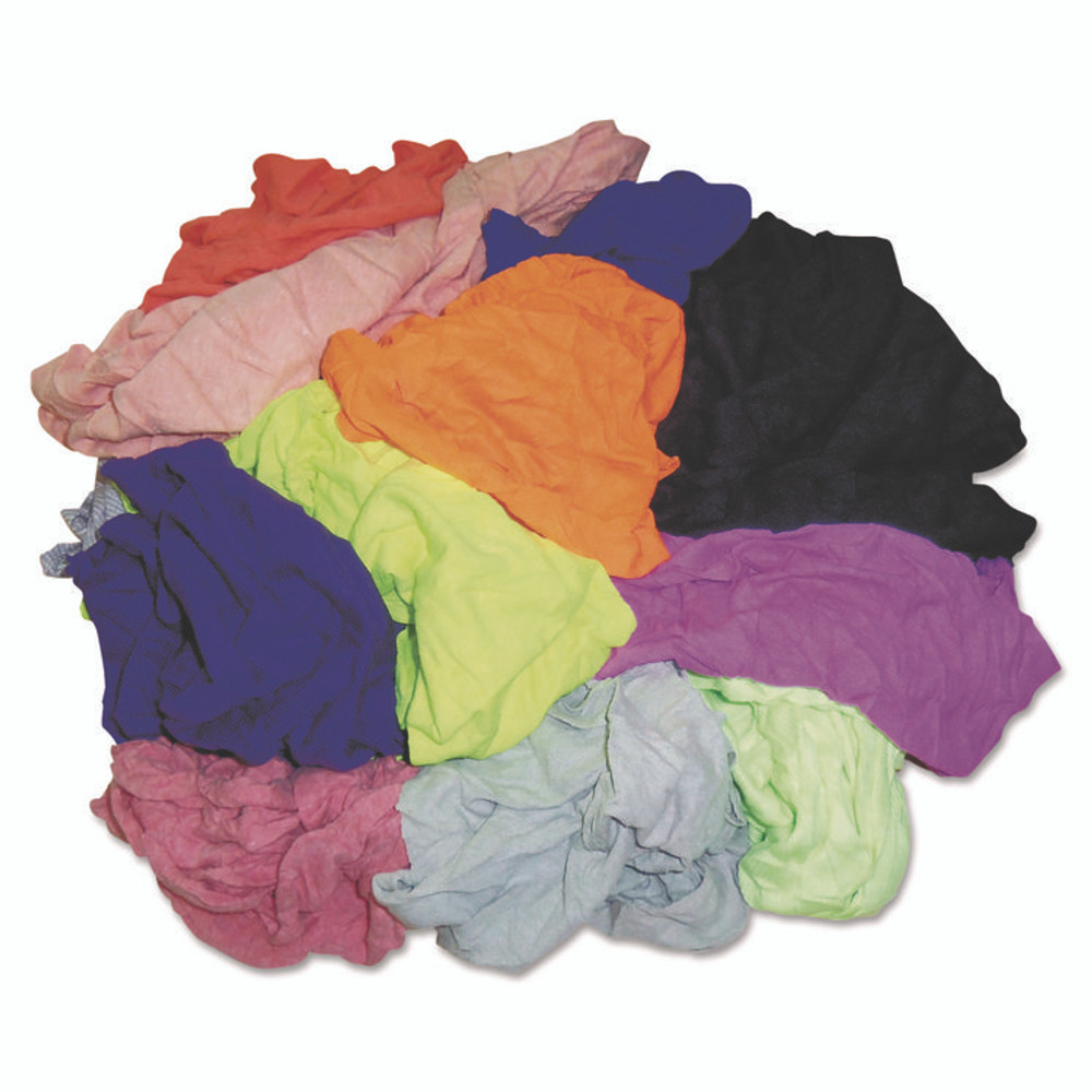 HOSPECO 245-10 New Colored Knit Polo T-Shirt Rags, Assorted Colors, 10 Pounds/Carton