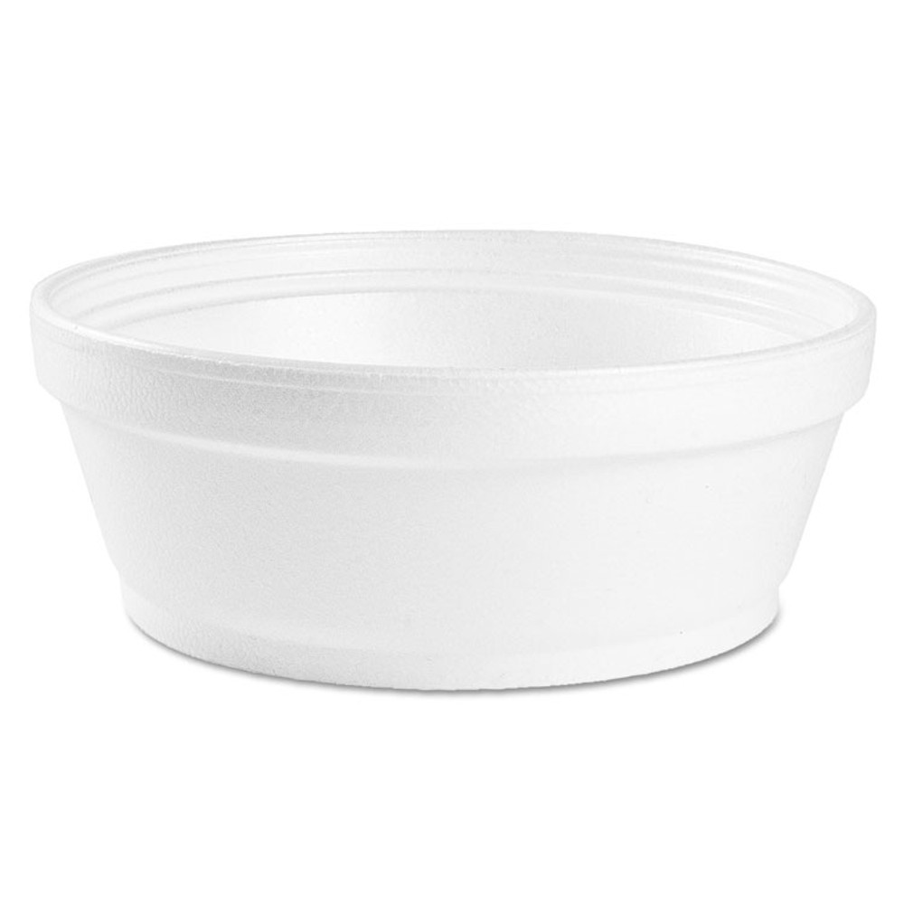 DART 8SJ32 Foam Container, Squat, 8 oz, 4.63" Diameter x 1.13"h, White, 500/Carton