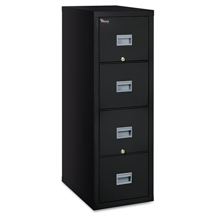 FIRE KING INTERNATIONAL FireKing® 4P1825-CBL Patriot by FireKing Insulated Fire File, 1-Hour Fire Protection, 4 Legal/Letter File Drawers, Black, 17.75" x 25" x 52.75"