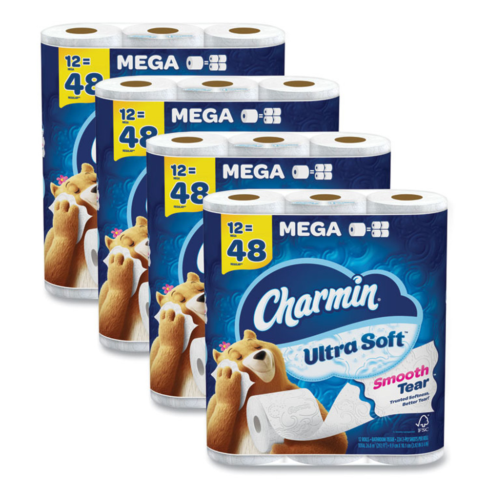 PROCTER & GAMBLE Charmin® 08813PK Ultra Soft Bathroom Tissue, Mega Roll, Septic Safe, 2-Ply, White, 224 Sheets/Roll, 12 Rolls/Pack