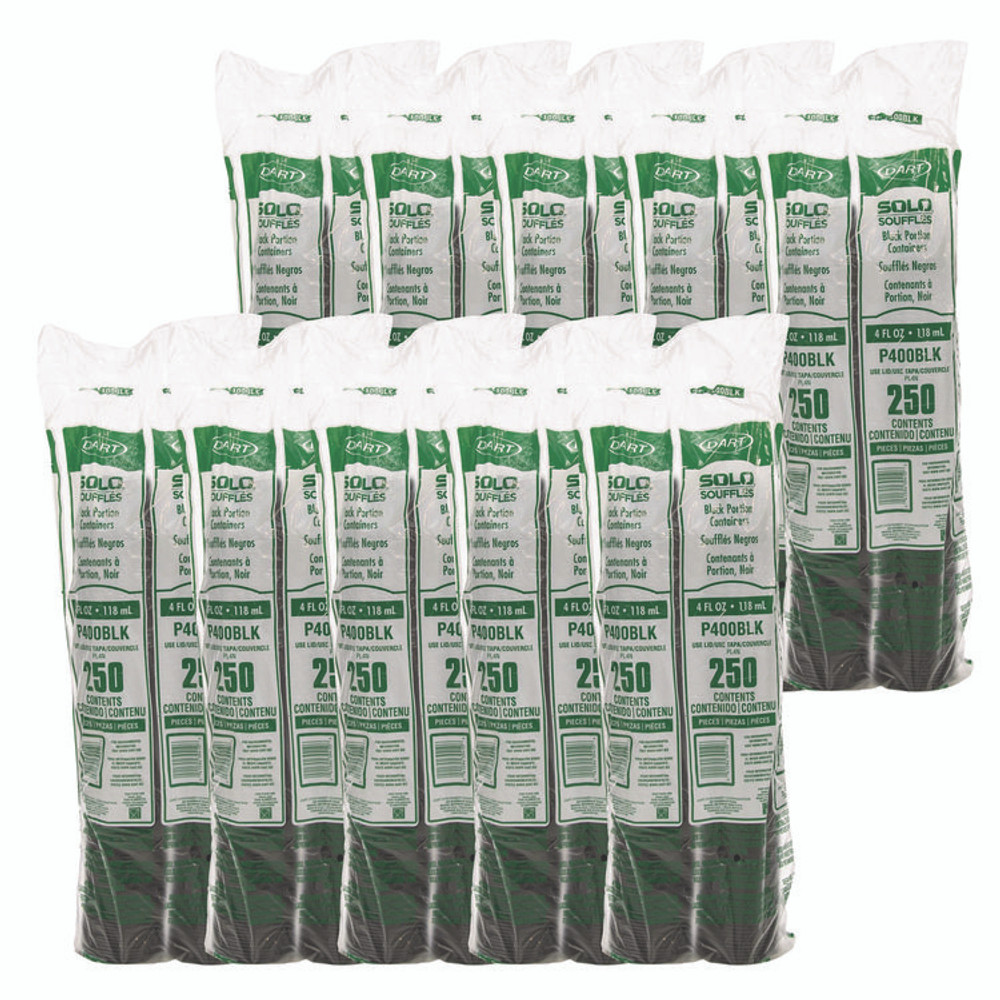 DART P400BLK Polystyrene Portion Cups, 4 oz, Black, 250/Bag, 10 Bags/Carton