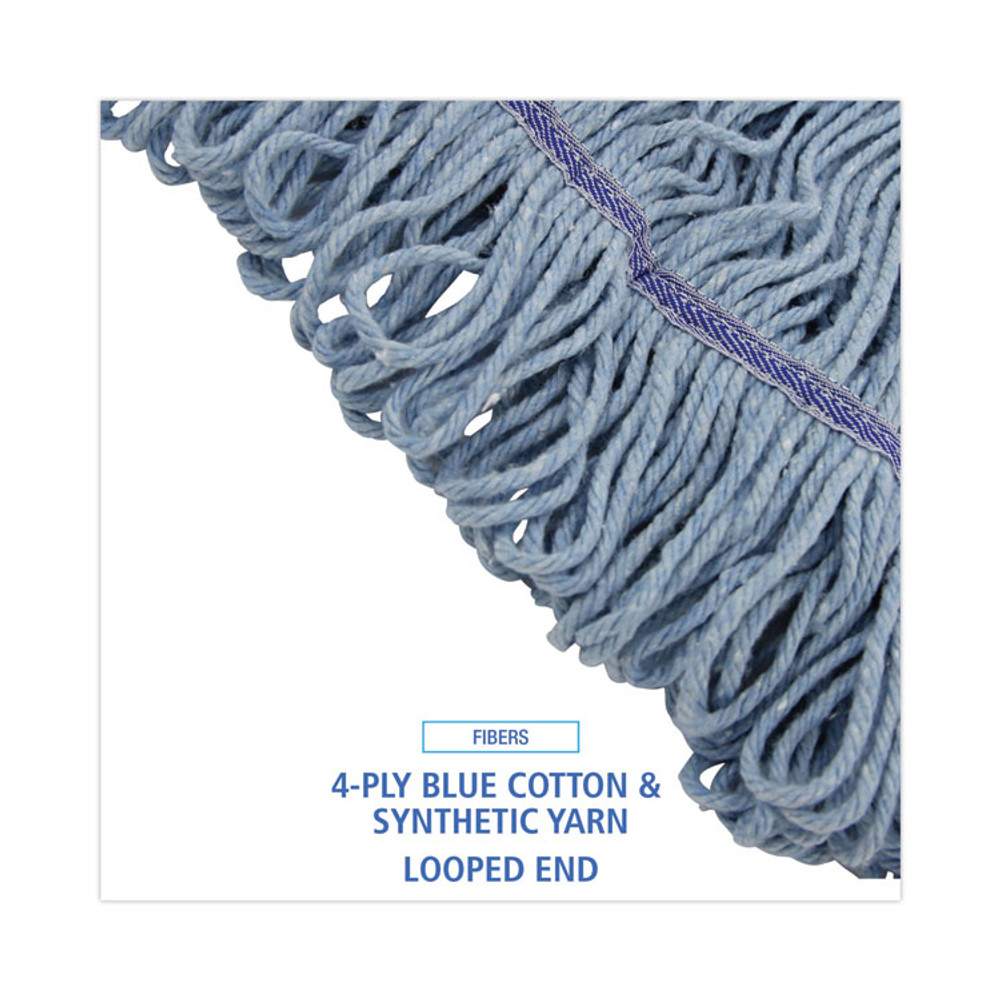 BOARDWALK 903BL Mop Head, Loop-End, Cotton With Scrub Pad, Large, 12/Carton