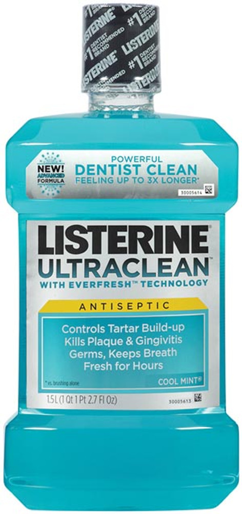 Johnson & Johnson Oral Health Products  42266 Mouthwash, Listerine Ultraclean, Cool Mint, 1.5L Bottle, 6/cs (Continental US+HI Only)