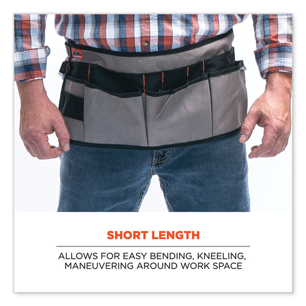TENACIOUS HOLDINGS, INC. ergodyne® 13698 Arsenal 5707 Canvas Waist Apron, 14 Compartments, 25.5 x 34, Canvas, Gray