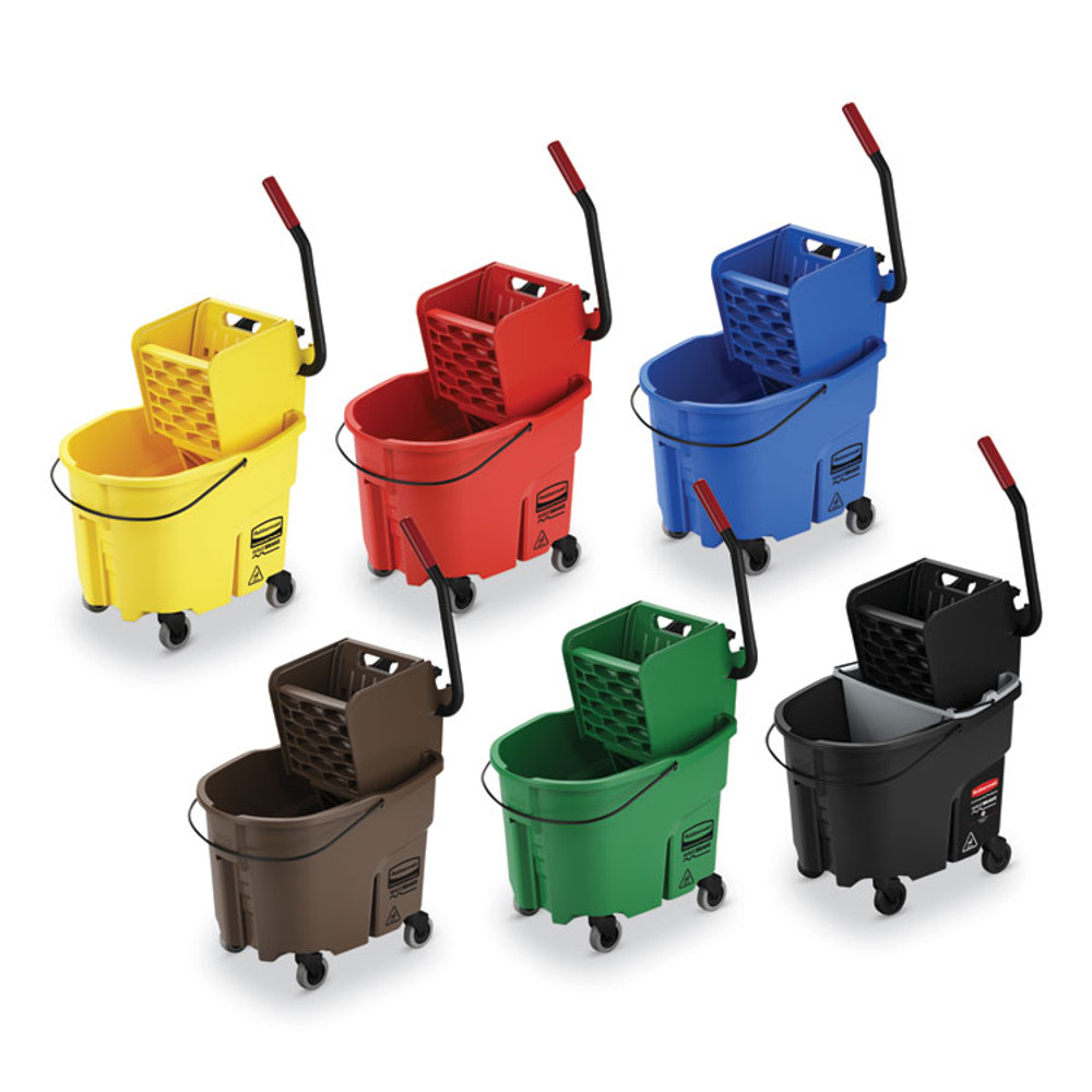 RUBBERMAID COMMERCIAL PROD. FG1863896 WaveBrake 2.0 Bucket/Wringer Combos, Side-Press, 35 qt, Plastic, Black
