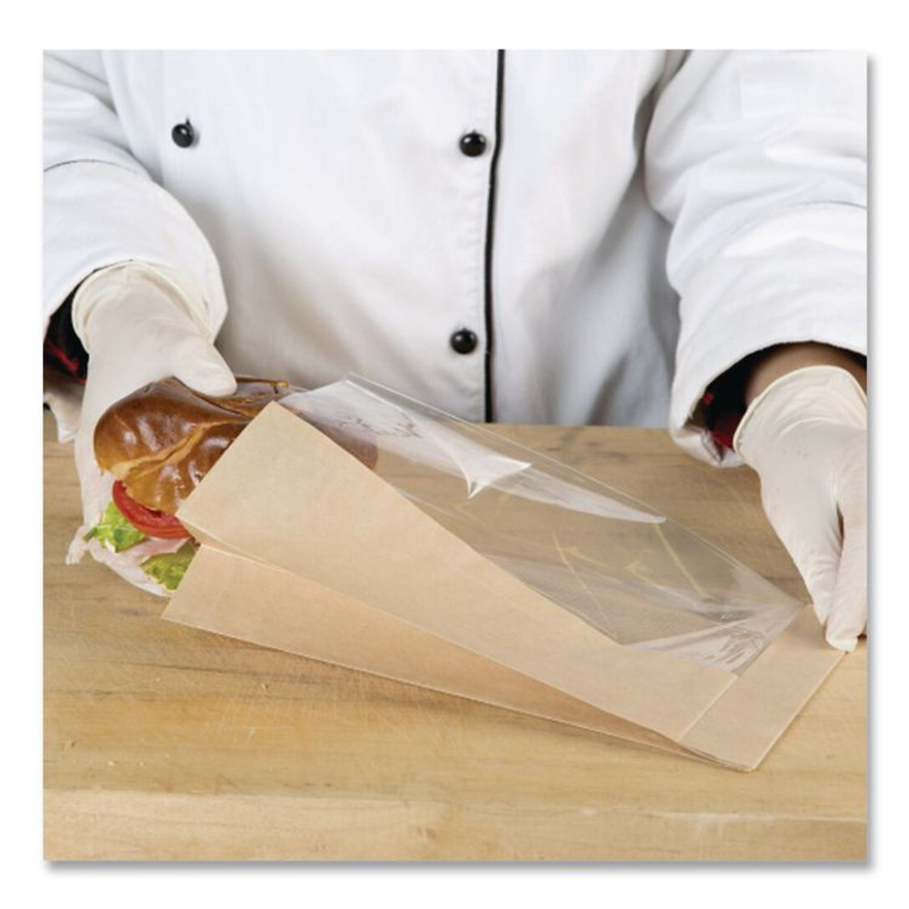 BAGCRAFT 300094 Dubl View Sandwich Bags, 9.5" x 5.75" x 2.75", Natural Brown/Clear, 500/Carton