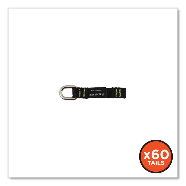 TENACIOUS HOLDINGS, INC. ergodyne® 19703BULK Squids 3700 Nylon Webbing Tool Tails with D-Rings, 2 lb Max Working Capacity, 3.5" Long, Black, 6/Pack, 10 Packs/Carton