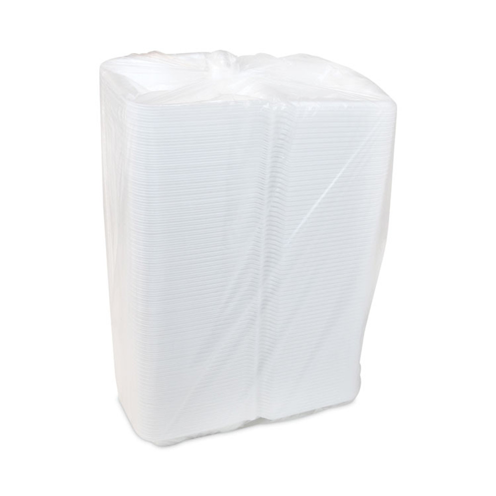 PACTIV EVERGREEN CORPORATION YTD18801ECON Vented Foam Hinged Lid Container, Dual Tab Lock Economy, 8.42 x 8.15 x 3, White, 150/Carton