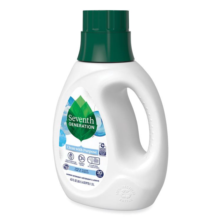 SEVENTH GENERATION 45066CT Natural Liquid Laundry Detergent, Fragrance Free, 45 oz Bottle, 6/Carton