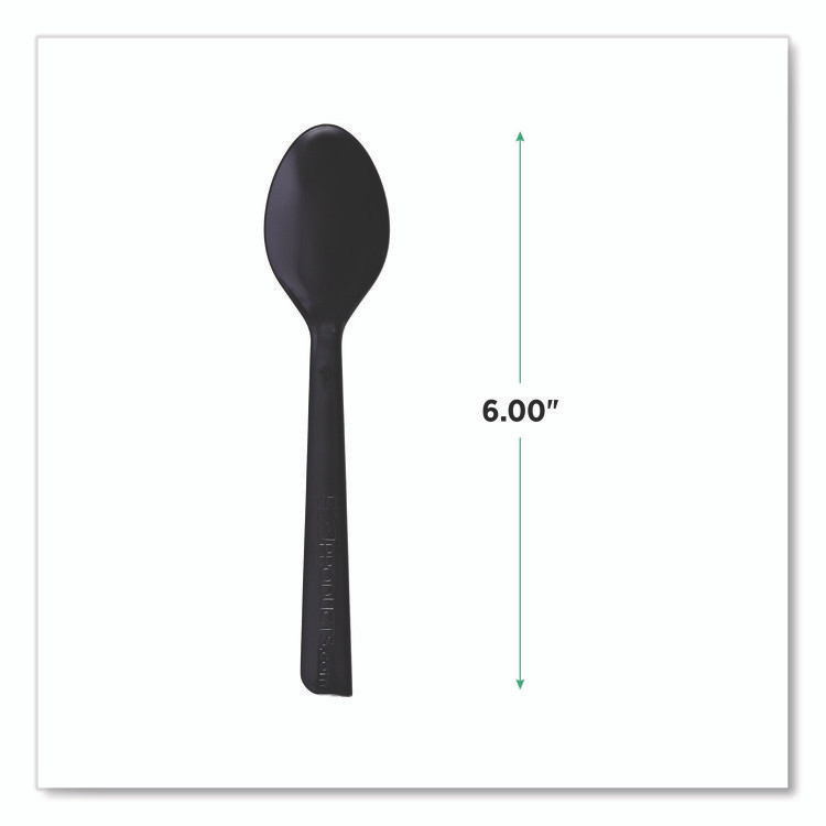 ECO-PRODUCTS,INC. EP-S113 100% Recycled Content Cutlery, Spoon, Plastic, Black, 50/Pack, 20 Pack/Carton
