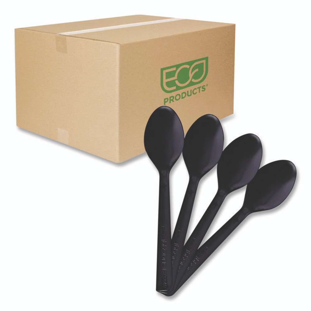 ECO-PRODUCTS,INC. EP-S113 100% Recycled Content Cutlery, Spoon, Plastic, Black, 50/Pack, 20 Pack/Carton