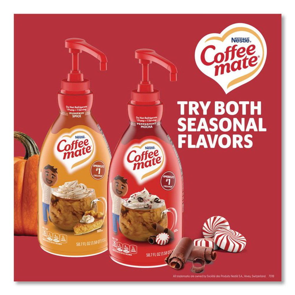 NESTLE Coffee mate® 29600CT Liquid Creamer Pump Bottle, Peppermint Mocha, 1.5 L Pump Bottle, 2/Carton