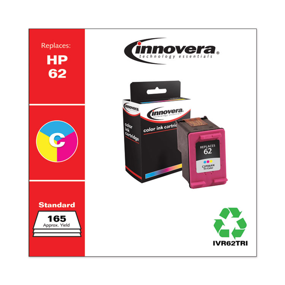 INNOVERA 62TRI Remanufactured Tri-Color Ink, Replacement for 62 (C2P06AN), 165 Page-Yield