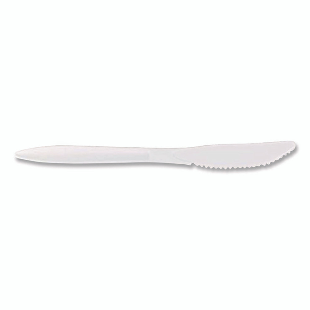 BERK ENTERPRISES INC Berkley Square 1011000 Mediumweight Polypropylene Cutlery, Knife, Plastic, White, 1,000/Carton