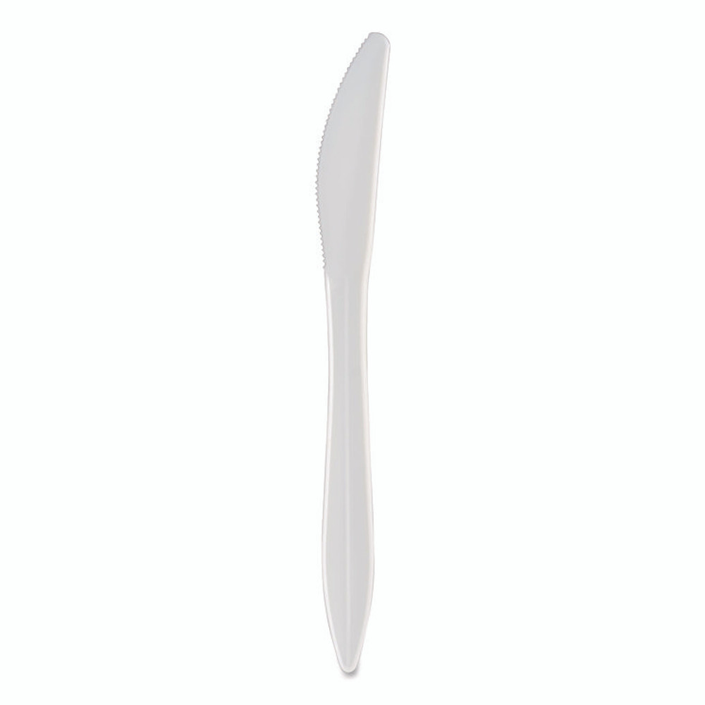 BERK ENTERPRISES INC Berkley Square 1011000 Mediumweight Polypropylene Cutlery, Knife, Plastic, White, 1,000/Carton