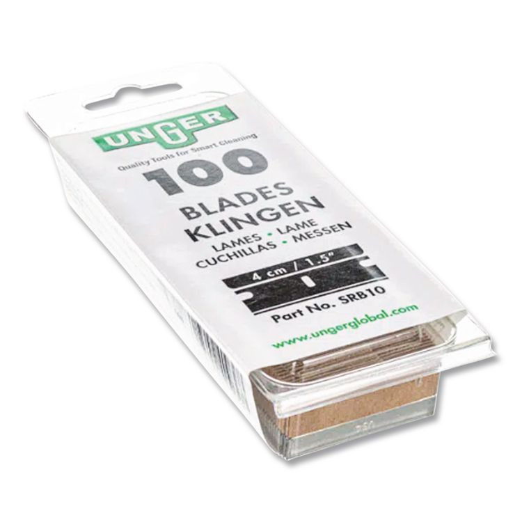 UNGER SRB30 Safety Scraper Replacement Blades, #9, Stainless Steel, 100/Box