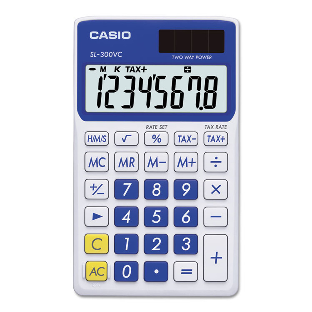 CASIO, INC. SL300VCBE SL-300SVCBE Handheld Calculator, 8-Digit LCD, Blue