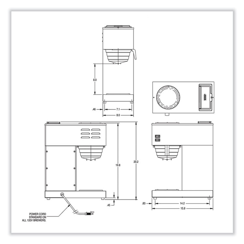 BUNN-O-MATIC 332000015 VPR 12-Cup Commercial Pourover Coffee Brewer, Gray/Stainless Steel