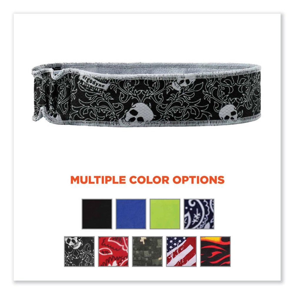 TENACIOUS HOLDINGS, INC. ergodyne® 12489 Chill-Its 6605 High-Performance Terry Cloth Sweatband, Cotton Terry Cloth, One Size Fits Most, Skulls