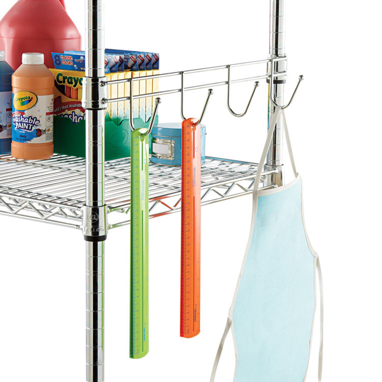 ALERA SW59HB424SR Hook Bars For Wire Shelving, Five Hooks, 24" Deep, Silver, 2 Bars/Pack