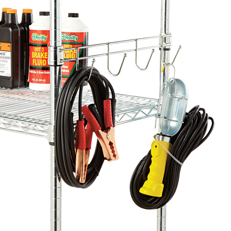 ALERA SW59HB424SR Hook Bars For Wire Shelving, Five Hooks, 24" Deep, Silver, 2 Bars/Pack