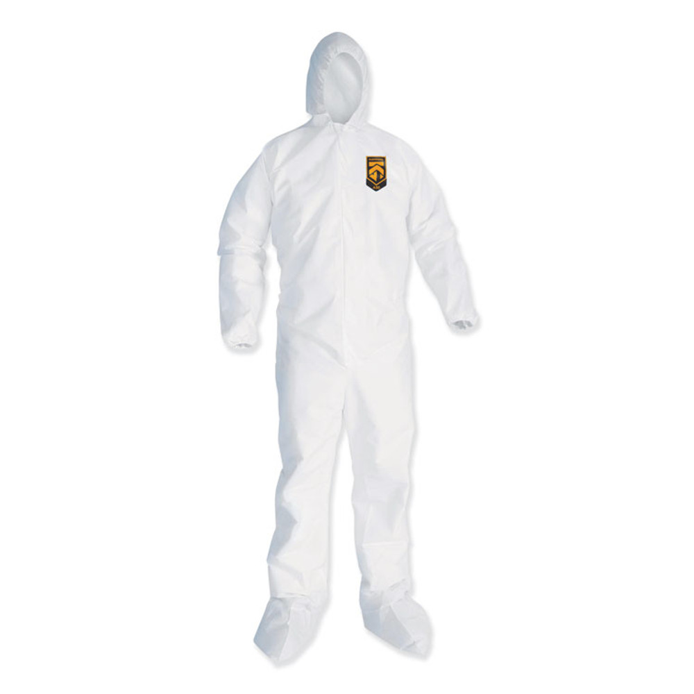 SMITH AND WESSON KleenGuard™ 38941 A35 Liquid and Particle Protection Coveralls, Zipper Front, Hooded, Elastic Wrists and Ankles, 2X-Large, White, 25/Carton