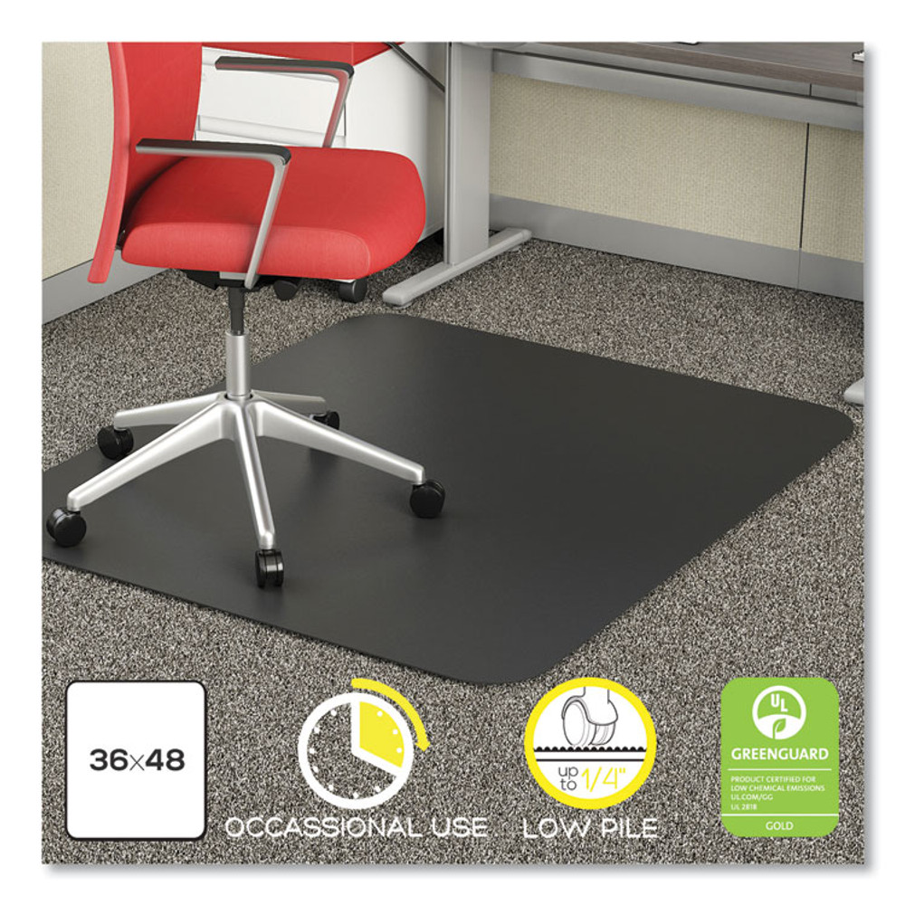 DEFLECTO CORPORATION CM11142BCOM EconoMat Carpet Chair Mat, Rectangular, 36 x 48, Black
