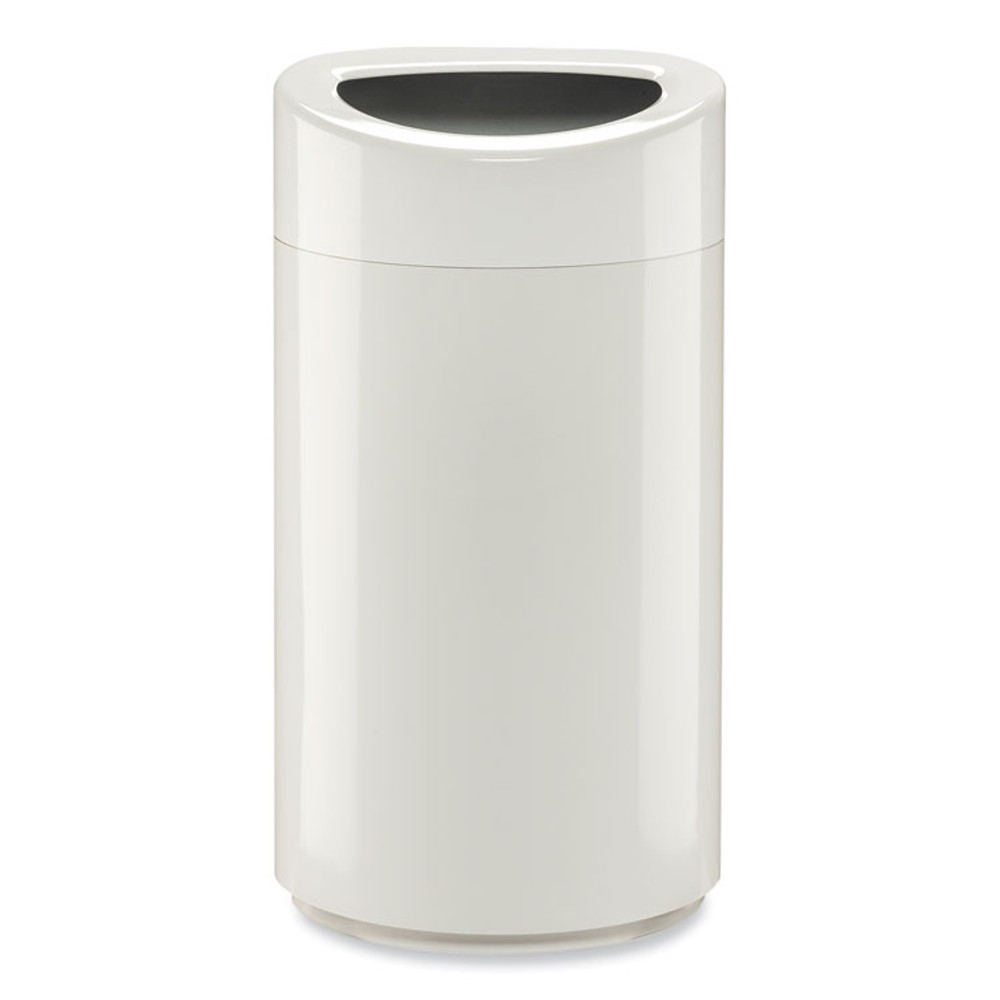 SAFCO PRODUCTS 9921WH Open Top Oval Waste Receptacle, 14 gal, Steel, White