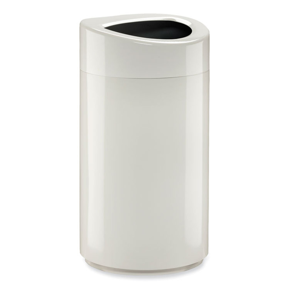 SAFCO PRODUCTS 9921WH Open Top Oval Waste Receptacle, 14 gal, Steel, White