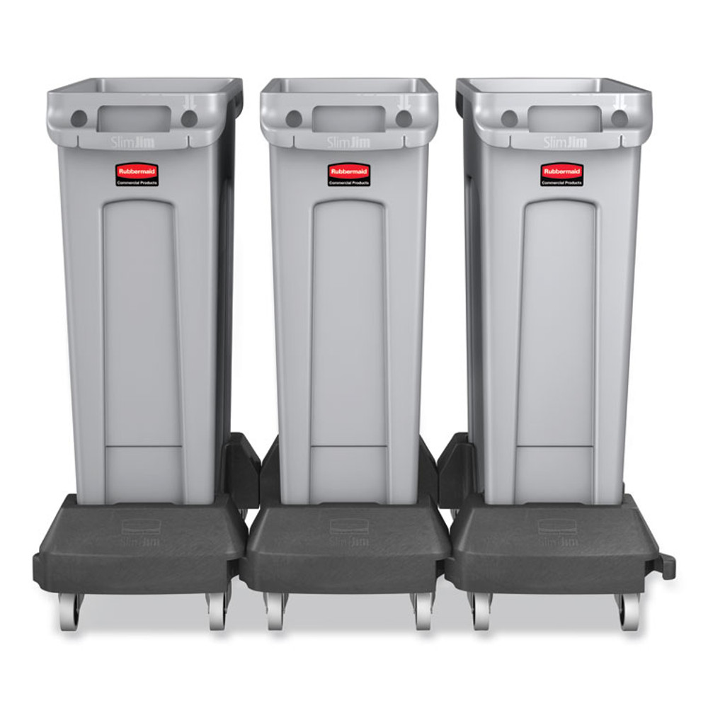 RUBBERMAID COMMERCIAL PROD. 354060GY Slim Jim with Venting Channels, 23 gal, Plastic, Gray