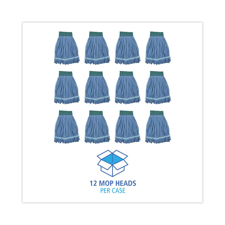BOARDWALK MWTM-BCT Microfiber Looped-End Wet Mop Heads, Medium, Blue, 12/Carton, 12/Carton
