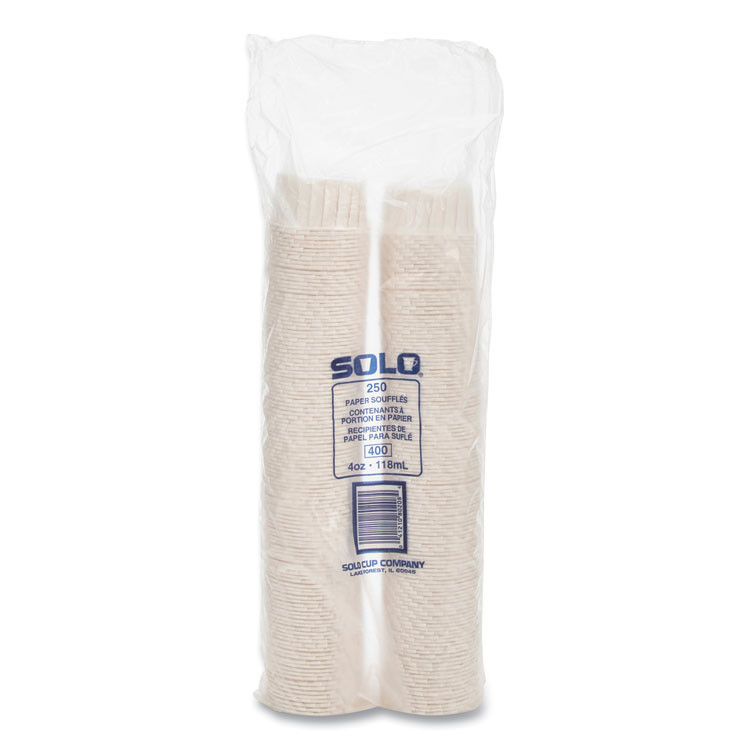 DART SOLO® 400 Paper Portion Cups, 4 oz, White, 250/Bag, 20 Bags/Carton