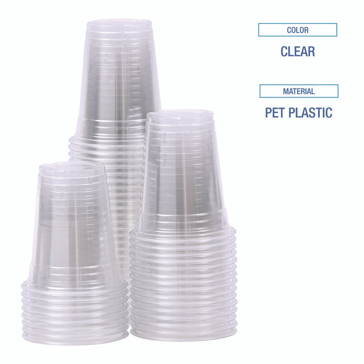 BOARDWALK PET12 Clear Plastic PET Cups, 12 oz, 50/Sleeve, 20 Sleeves/Carton