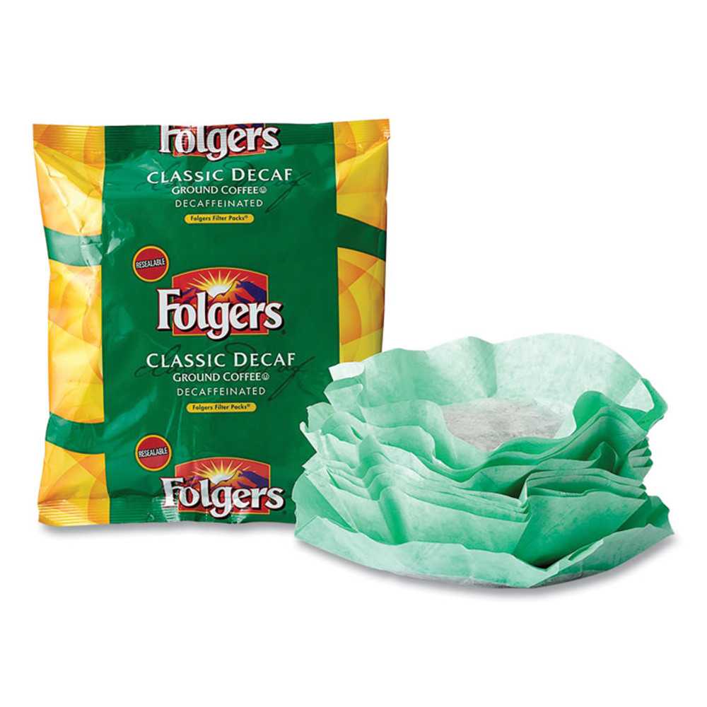 KEURIG DR PEPPER Folgers® 06122 Coffee Filter Packs, Decaffeinated Classic Roast, 9/10oz, 10/Pack, 4 Packs/Carton