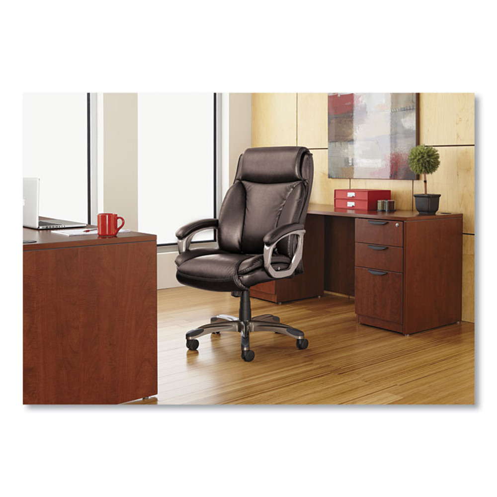ALERA VN4119 Alera Veon Series Executive High-Back Bonded Leather Chair, Supports Up to 275 lb, Black Seat/Back, Graphite Base