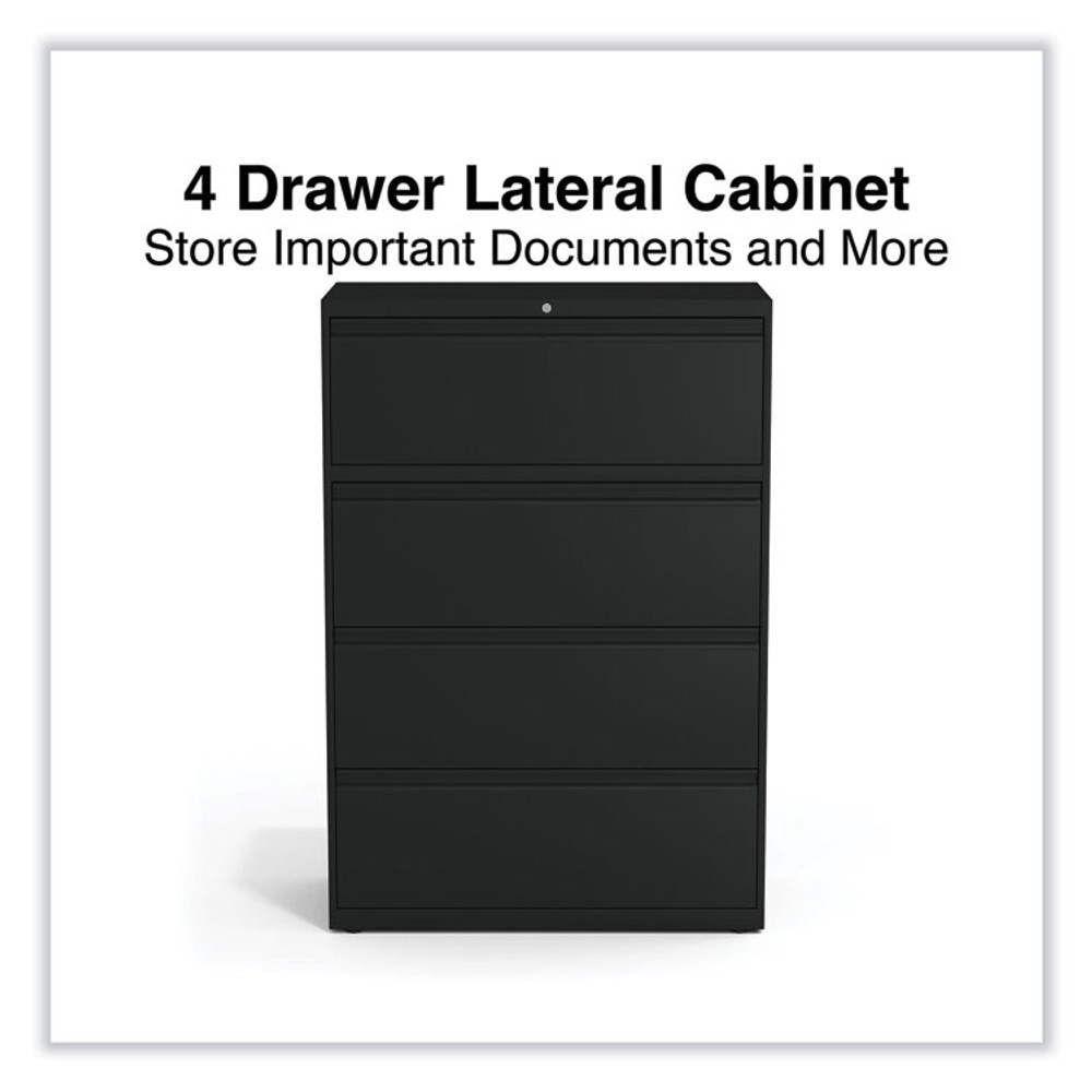 ALERA HLF3654BL Lateral File, 4 Legal/Letter-Size File Drawers, Black, 36" x 18.63" x 52.5"