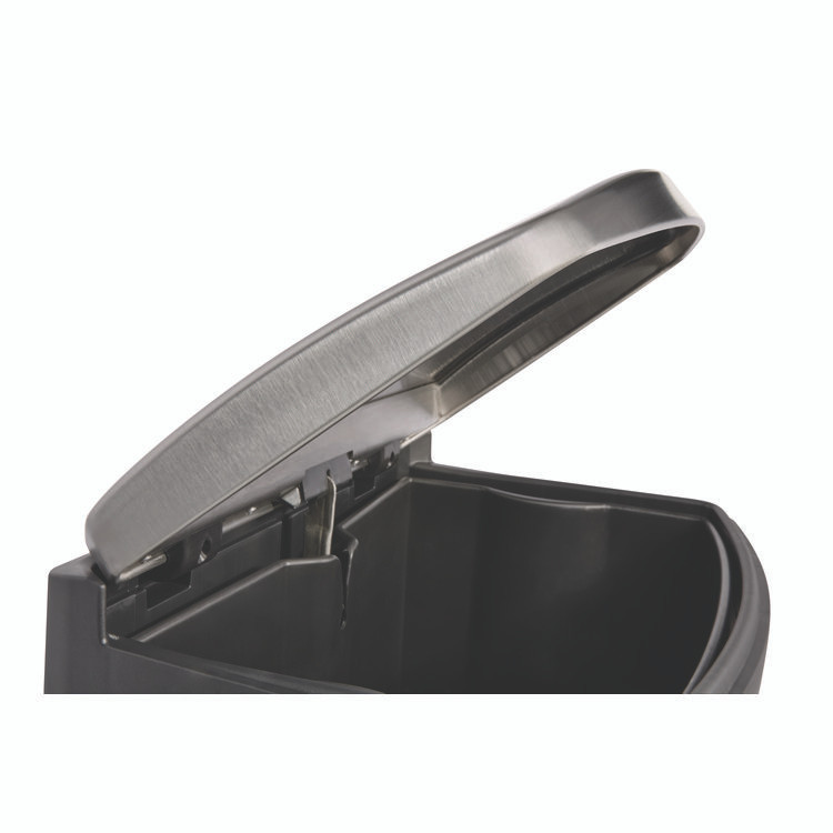 RUBBERMAID COMMERCIAL PROD. 1901999 Slim Jim Stainless Steel Step-On Container, Front Step Style, 24 gal, Stainless Steel, Black