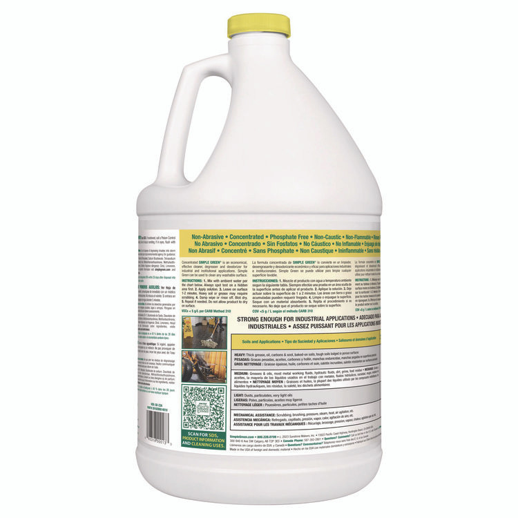 SUNSHINE MAKERS, INC. Simple Green® 14010 Industrial Cleaner and Degreaser, Concentrated, Lemon, 1 gal Bottle, 6/Carton